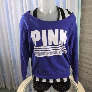2015 VS Pink Off Shoulder Sweatshirt Lightweight XS NOTE THIS HAS BEEN ALTERED